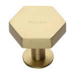 M Marcus Heritage Brass Hexagon Design Cabinet Knob with Rose 38mm